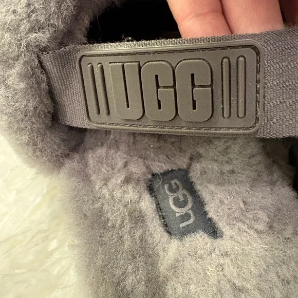 UGG Soft Gray Plush Slippers - Picture 3 of 6